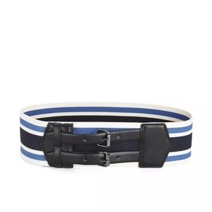 BCBG WAIST BELT CORSET BLUE STRIPED BLACK XS EXTRA SMALL